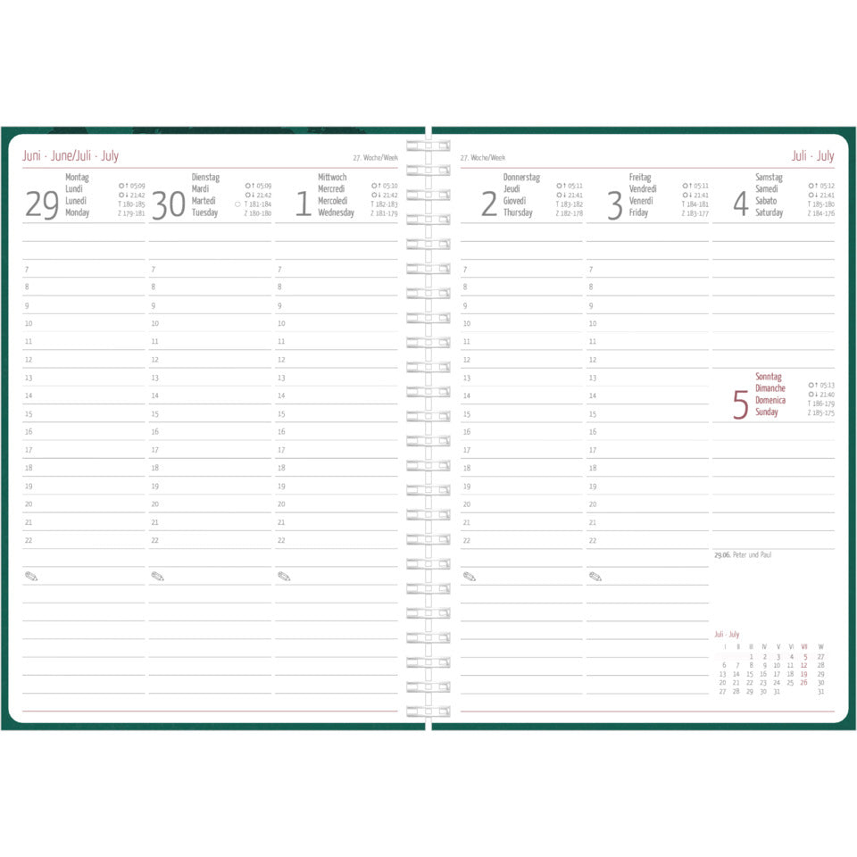 Spiralbuchkalender Nature Line Forest 2027, 150 x 210mm, 1W/2S, grün ALPHA 138601
