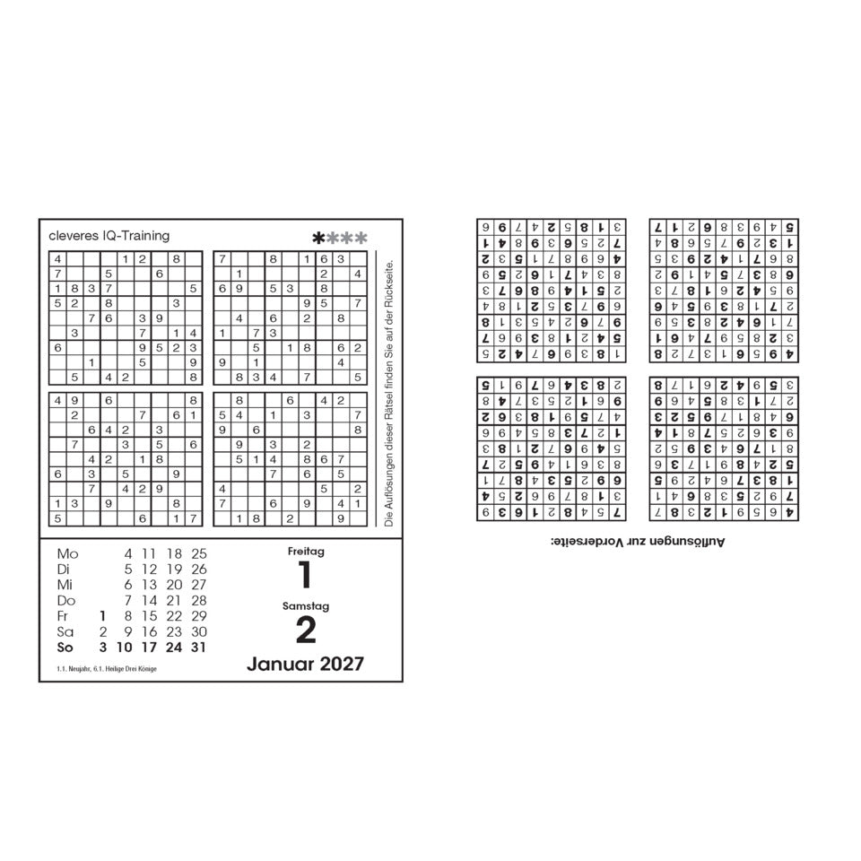 Tagesblock Sudoku 2027, 16,5 x 22 cm BASSERMANN 15338