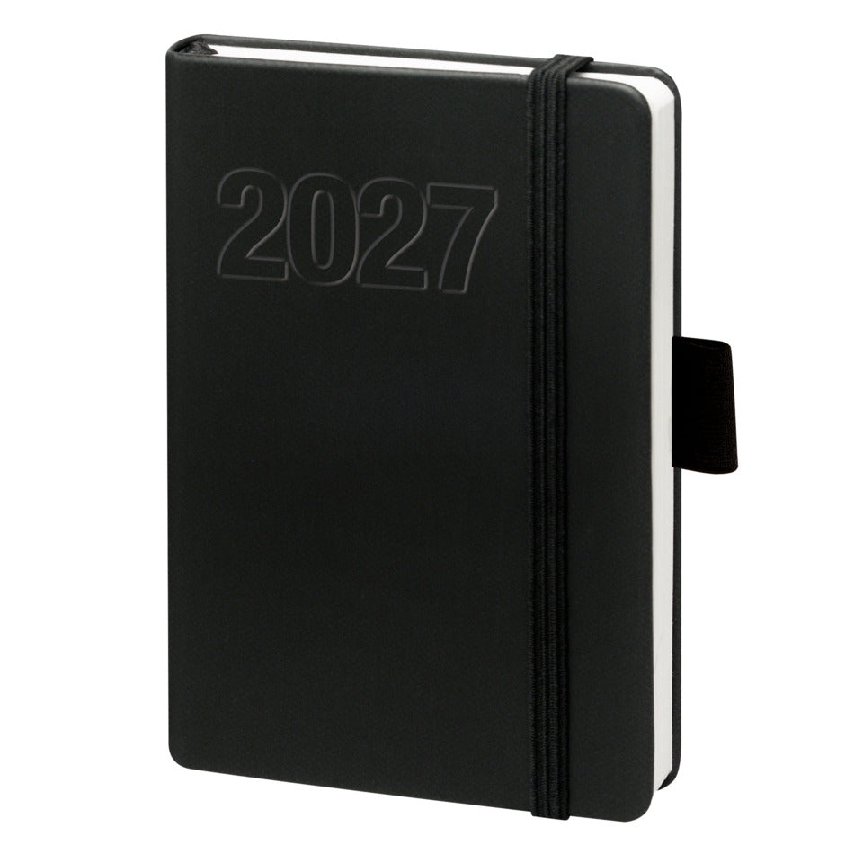 Buchkalender V-Book, A6, 1W/2S, Kunstleder, schwarz BSB 02-0130