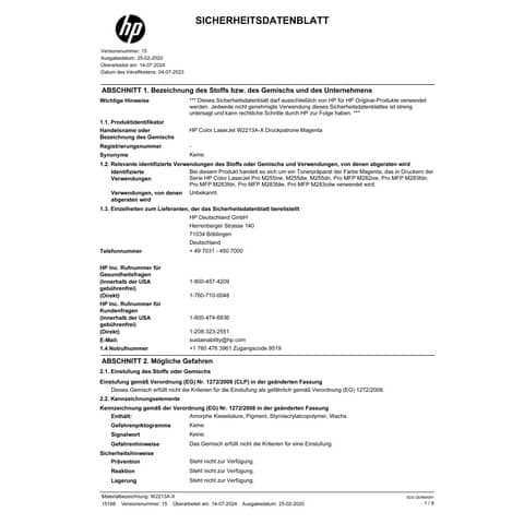 Lasertoner Nr.207X magenta HP W2213X