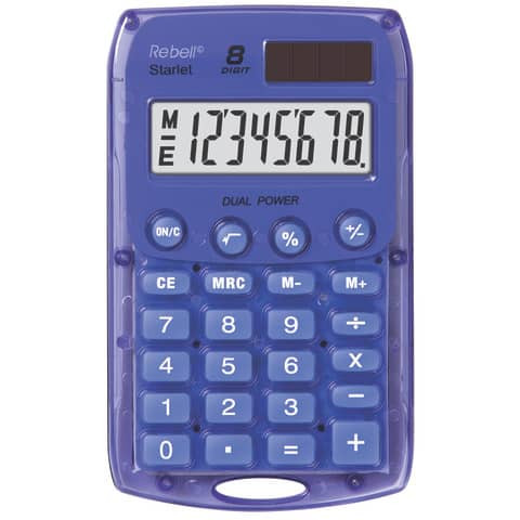 Taschenrechner violett REBELL RE-STARLETV BX Solar/Batterie