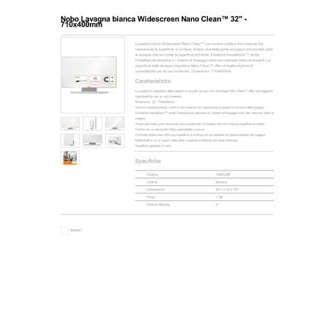 Whiteboardtafel Nano Clean weiß NOBO 1915253 41x72cm