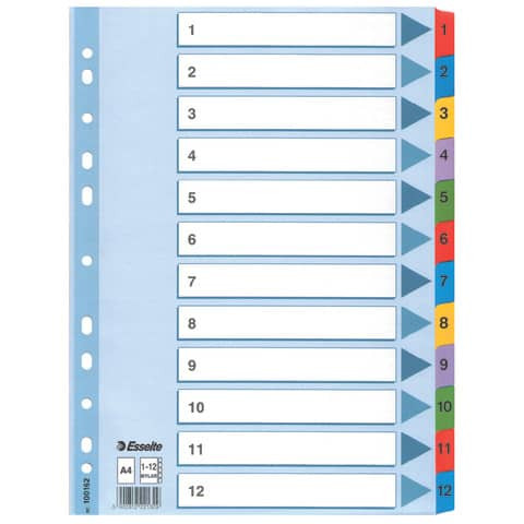 Register A4 1-12 weiß ESSELTE 100162 Karton fbg.Tabs
