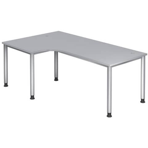 Winkeltisch 4-Fuß-Gestell rund -200 x 68-76 - 120 cm, höhenverstellbar, Winkel 90°, Grau/Silber