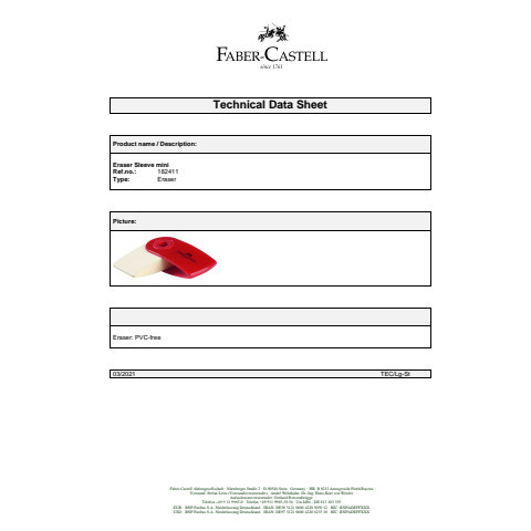 Radierer Sleeve Mini rot/blau FABER CASTELL 182411