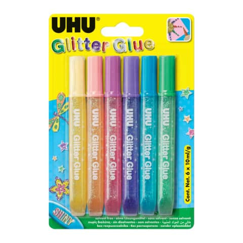Glitterglue 10ml 6ST Shiny UHU 39110