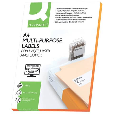Universaletikett 70x37mm Q-CONNECT KF10647 A4 2400St
