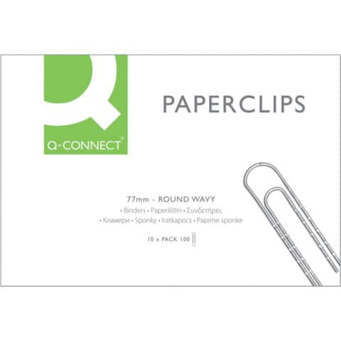 Büroklammer 77mm 100ST gewellt Q-CONNECT KF27004/262 verzinkt