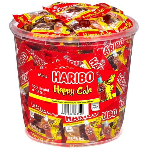 Fruchtgummi Happy-Cola 100ST HARIBO 99989 im Minibeutel