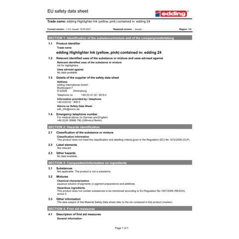 Textmarker EcoLine neonrosa EDDING 24009 nachfüllbar