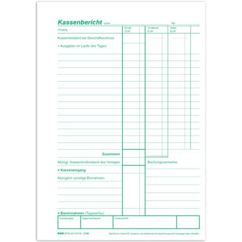 Kassenbuchsblock A5 RNK 3146 50BL