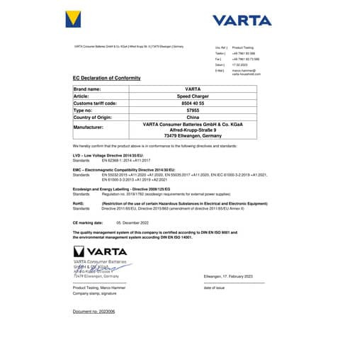 Ladegerät Steckdose USB-A/USB-C weiß VARTA 57955 101 111 Speed Charger 38W