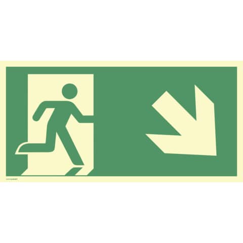 Schild Notausgang rechts abwärts MOEDEL 60880 400x200mm