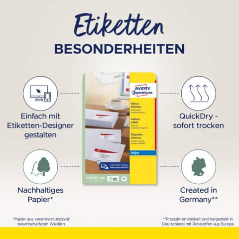 Inkjet Etiketten 63,5x29,6mm ws ZWECKFORM J4792-25 675STsch.tr