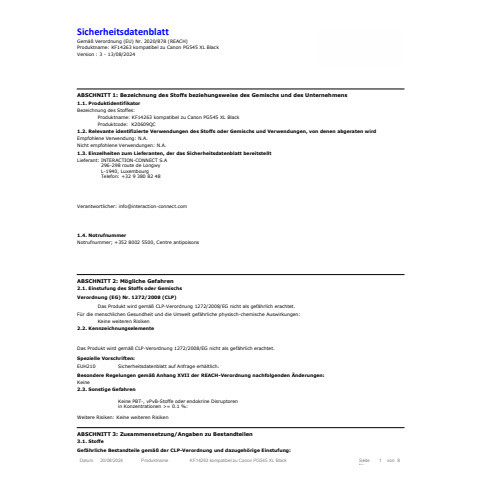 Tinte ersetzt Canon PG-545XL-schwarz Q-CONNECT KF14263