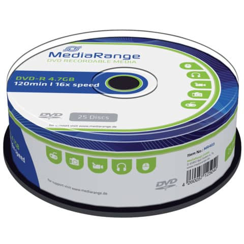 DVD-R 25er Spindel MEDIARANGE MR403 4,7Gb120min.