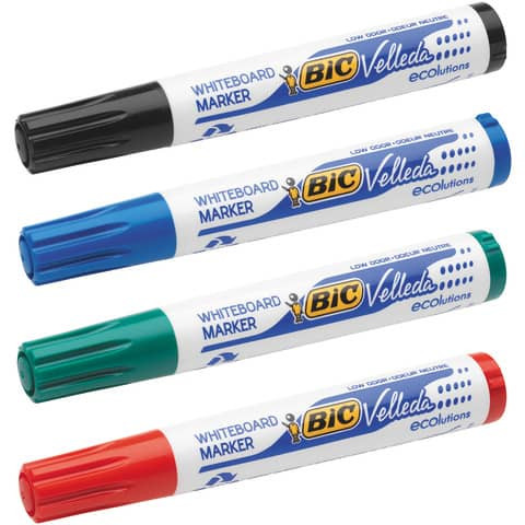 Whiteboardmarker Velleda 4ST sortiert BIC 904950 Keilspitze 3,7 - 5,5 mm