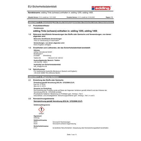 Calligraphypen schwarz EDDING 125535-001 3,5mm