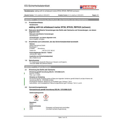 Nachfülltusche 25ml schwarz EDDING BTK25001