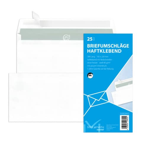 Briefhülle DL HK 80g weiß MAILMEDIA 30002410 25ST