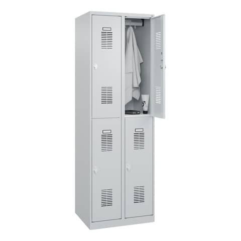 Garderobenschrank 2Abteil je2Fäch h.grau CP 088355-20/RAL7035 S10002