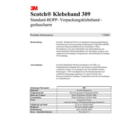 Verpackungsband 50mmx66m transparent SCOTCH 309T5066 PP