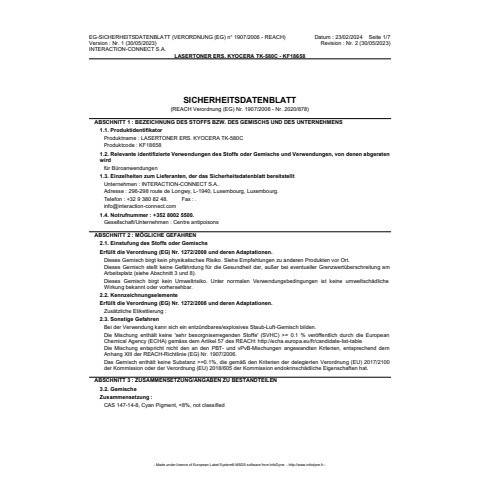 Lasertoner cyan Q-CONNECT KF18658 Ersetzt TK-580C