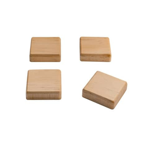 Magnet Neodym 4ST Quadrat Holz beige SIGEL BA211 33x33x9mm