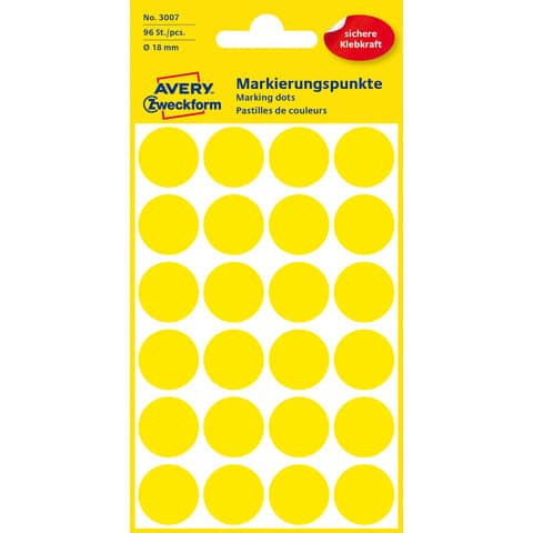 Etiketten Ø18 mm gelb 96 Stück ZWECKFORM 3007 permanent haftend