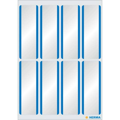 Namensetikett 19x54mm weiß Rand blau HERMA 1903 Acetatseide