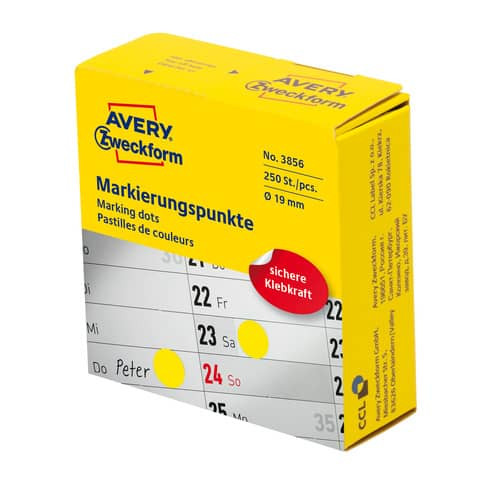 Markierungspunkte D19mm gelb ZWECKFORM 3856 i.Spender