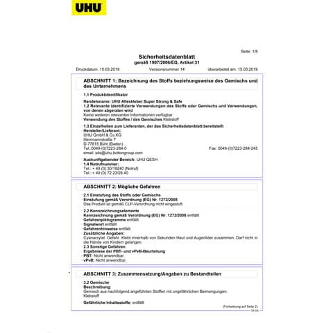 Alleskleber Super 7g UHU 46960 Strong & Safe