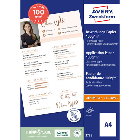 Inkjetpapier A4 100g ws-matt ZWECKFORM 2788 200Bl ProNatur