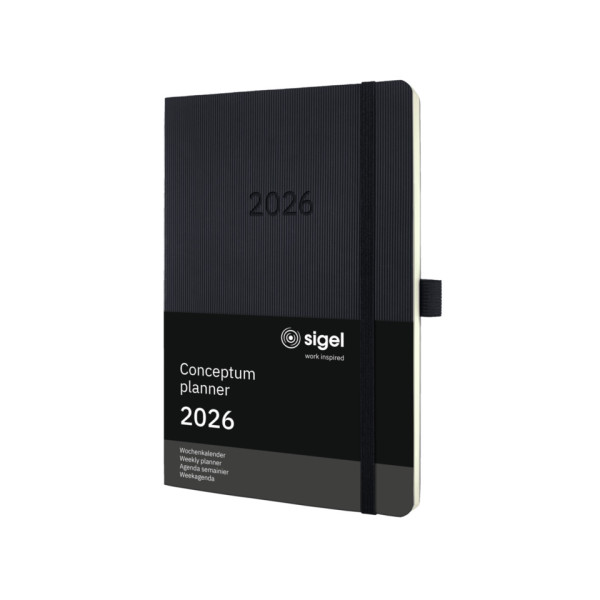 Buchkalender A5 2026 schwarz SIGEL C2622 Conceptum Softcover Woche
