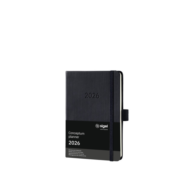 Buchkalender Notizen 2026 A6 schwarz SIGEL C2615 Conceptum Harcover Woche
