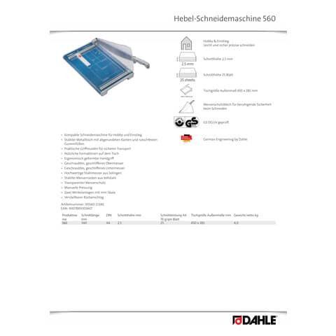 Hebel-Schneidemaschine 560 DAHLE 00560-21340