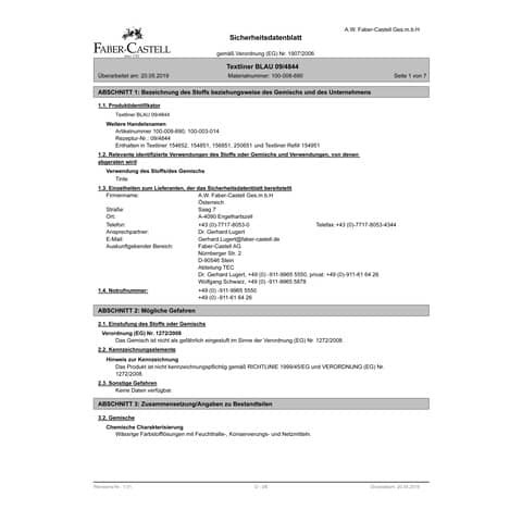 Nachfüllflasche blau FABER CASTELL 154951