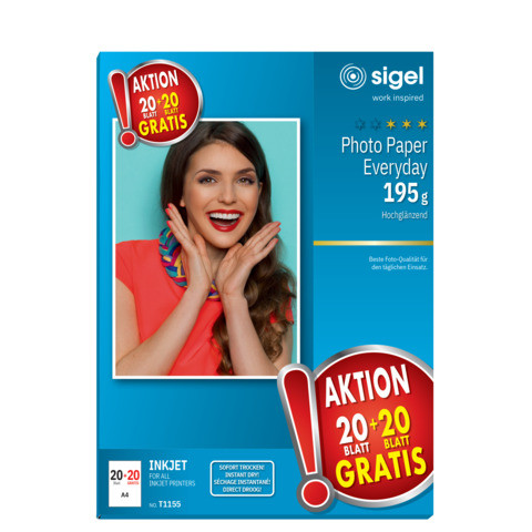 Inkjet Fotopapier 20+20BL weiss SIGEL T1155 A4