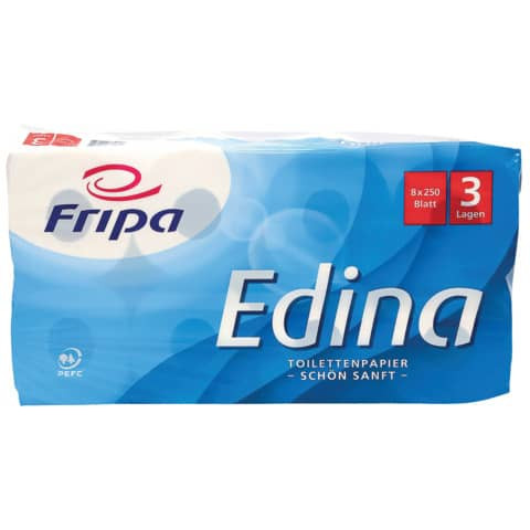 Toilettenpapier 3-lag. 8RL weiß FRIPA 1010810 Edina