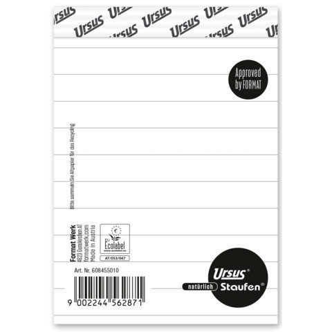 Notizblock Style A7 50BL 8.5mm liniert STAUFEN STYLE 608455010