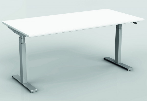 Sitz-/Steh Schreibtisch Elektro Click, 1600x800x625-1175, Weiß/Silber