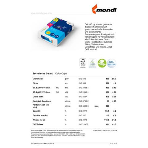 Kopierpapier A3 160g weiß 250 Bl COLOR COPY 8687B16B