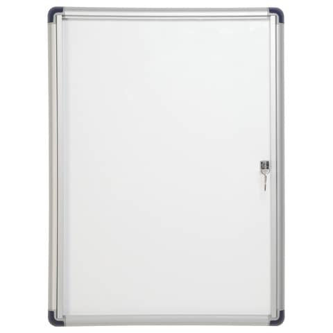 Schaukasten Budget mit Klapptür - 4x A4, 51,5 x 68,9 cm, weiß/silber, magnethaftend