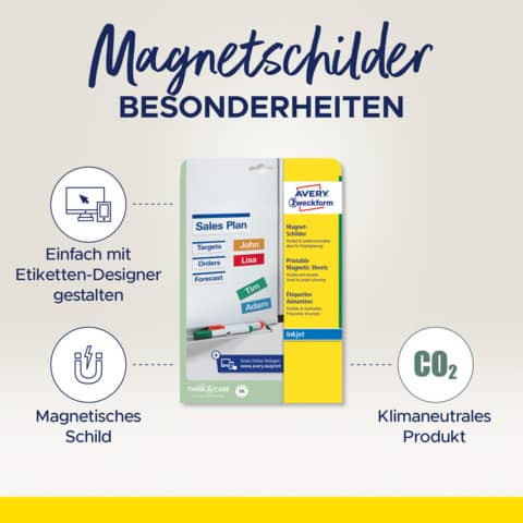 Inkjet Magnetschild 78x28mm ZWECKFORM J88715 5BL A4 90 ST