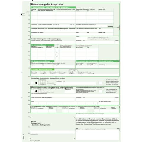 Mahnbescheid EDV A4 2x2 SD RNK 705 SD