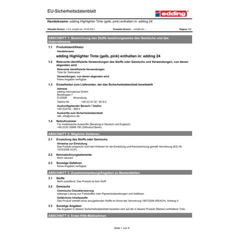Textmarker EcoLine neongelb EDDING 24005 nachfüllbar