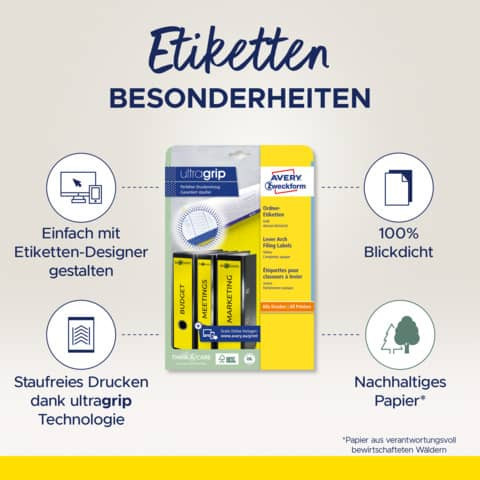 Ordneretikett 61x297mm gelb ZWECKFORM L4755-20 60ST
