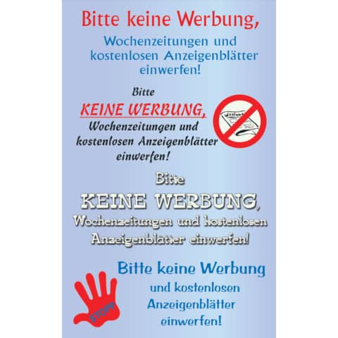 Hinweisetikett Keine Werbung ZWECKFORM 59508 wetterf.transp