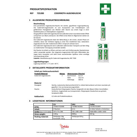 Augendusche Flasche 2x500ml CEDERROTH 725200