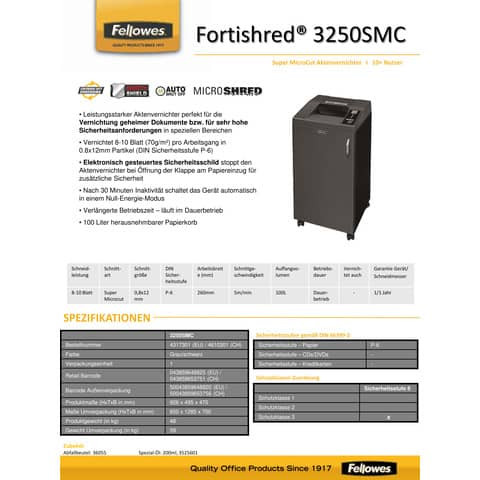 Aktenvern. 32-50SMC 0,8x12mm FELLOWES 4617301 Partikel